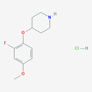 molecular formula C12H17ClFNO2 B8309989 4-(2-Fluoro-4-methoxyphenoxy)piperidine hydrochloride 