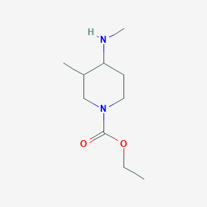 molecular formula C10H20N2O2 B8310113 1-Carbethoxy-4-methylamino-3-methylpiperidine CAS No. 473838-14-1