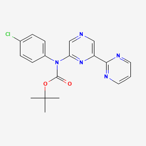 molecular formula C19H18ClN5O2 B8310232 (4-Chloro-phenyl)-(6-pyrimidin-2-yl-pyrazin-2-yl)-carbamic acid tert-butyl ester 