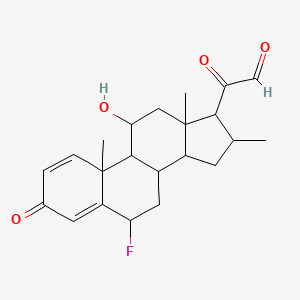 molecular formula C22H27FO4 B8310255 2-(6-Fluoro-11-hydroxy-10,13,16-trimethyl-3-oxo-6,7,8,9,11,12,14,15,16,17-decahydrocyclopenta[a]phenanthren-17-yl)-2-oxoacetaldehyde 