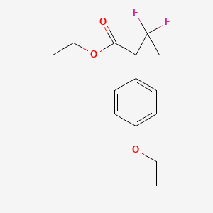 B8310317 Cyclopropanecarboxylic acid, 1-(4-ethoxyphenyl)-2,2-difluoro-, ethyl ester, (+-)- CAS No. 63935-29-5