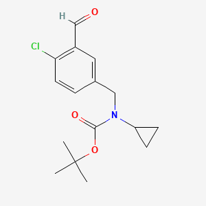 molecular formula C16H20ClNO3 B8310330 (4-Chloro-3-formyl-benzyl)cyclopropyl-carbamic acid tert-butyl ester 