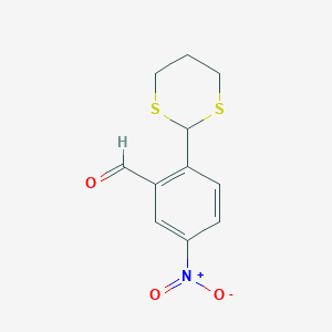 molecular formula C11H11NO3S2 B8310336 2-[1,3-Dithian-2-yl]-5-nitrobenzaldehyde 