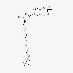molecular formula C27H45NO6Si B8310398 3-(6-(2-((tert-butyldiMethylsilyl)oxy)ethoxy)hexyl)-5-(2,2-diMethyl-4H-benzo[d][1,3]dioxin-6-yl)oxazolidin-2-one 