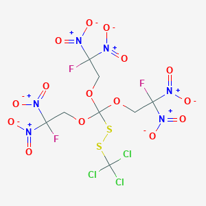 molecular formula C8H6Cl3F3N6O15S2 B8310425 2-{Bis(2-fluoro-2,2-dinitroethoxy)[(trichloromethyl)disulfanyl]methoxy}-1-fluoro-1,1-dinitroethane CAS No. 86803-34-1
