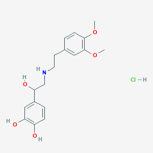 molecular formula C18H24ClNO5 B8310517 alpha-(3,4-Dimethoxyphenethylaminomethyl)-3,4-dihydroxybenzylalcohol hydrochloride 