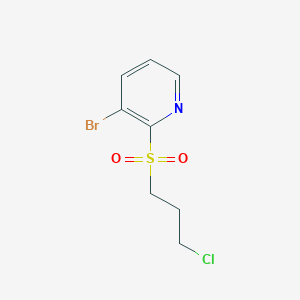 molecular formula C8H9BrClNO2S B8310677 3-Bromo-2-((chloropropyl)sulfonyl)pyridine 