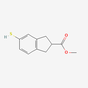 molecular formula C11H12O2S B8310692 5-Mercapto-Indan-2-Carboxylic Acid Methyl Ester 