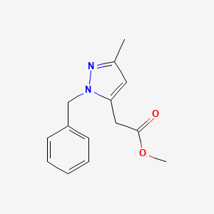 molecular formula C14H16N2O2 B8310700 (2-benzyl-5-methyl-2H-pyrazol-3-yl)-acetic acid methyl ester 