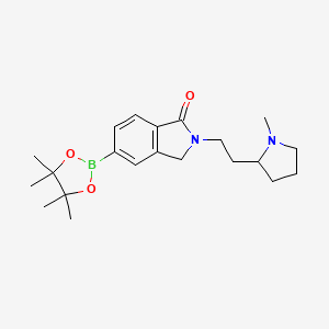 molecular formula C21H31BN2O3 B8310756 2-[2-(1-Methylpyrrolidin-2-yl)ethyl]-5-(4,4,5,5-tetramethyl-1,3,2-dioxaborolan-2-yl)isoindolin-1-one 