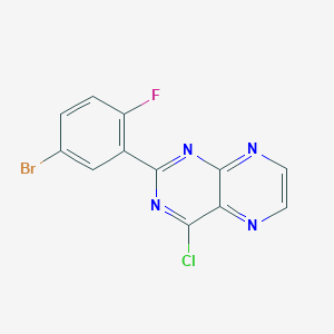 molecular formula C12H5BrClFN4 B8310791 2-(5-Bromo-2-fluorophenyl)-4-Chloropteridine 