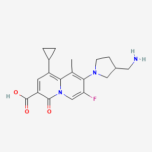 molecular formula C19H22FN3O3 B8310799 8-[3-(Aminomethyl)pyrrolidinyl]-1-cyclopropyl-7-fluoro-9-methyl-4-oxoquinolizine-3-carboxylic acid 