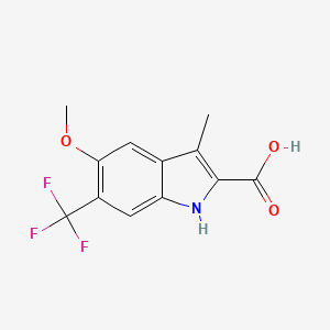 molecular formula C12H10F3NO3 B8310861 5-Methoxy-3-methyl-6-trifluoromethyl-1H-indole-2-carboxylic acid 