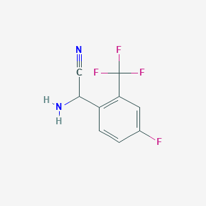 molecular formula C9H6F4N2 B8310964 (RS)-amino-(4-fluoro-2-trifluoromethyl-phenyl)-acetonitrile 