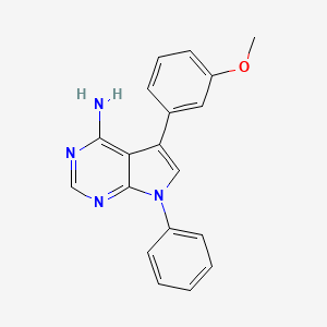 molecular formula C19H16N4O B8310966 5-(3-Methoxyphenyl)-7-phenyl-4-aminopyrrolo[2,3-d]pyrimidine 