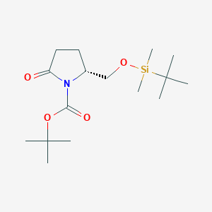 molecular formula C16H31NO4Si B8311020 Tert-butyl (2R)-2-([[tert-butyl(dimethyl)silyl]oxy]methyl)-5-oxo-1-pyrrolidinecarboxylate 