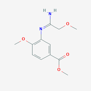 molecular formula C12H16N2O4 B8311092 Methyl 3-(1-imino-2-methoxy-ethylamino)-4-methoxybenzoate 