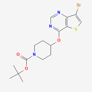 molecular formula C16H20BrN3O3S B8311121 Tert-butyl 4-(7-bromothieno[3,2-d]pyrimidin-4-yloxy)piperidine-1-carboxylate 