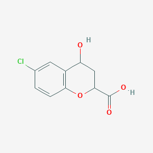 molecular formula C10H9ClO4 B8311213 6-chloro-3,4-dihydro-4-hydroxy-2H-1-benzopyran-2-carboxylic acid 