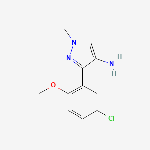 molecular formula C11H12ClN3O B8311238 3-(5-chloro-2-methoxyphenyl)-1-methyl-1H-pyrazol-4-amine 