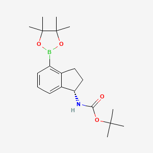 molecular formula C20H30BNO4 B8311251 (S)-tert-butyl (4-(4,4,5,5-tetramethyl-1,3,2-dioxaborolan-2-yl)-2,3-dihydro-1H-inden-1-yl)carbamate 