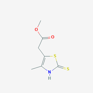 molecular formula C7H9NO2S2 B8311254 Methyl (2-mercapto-4-methylthiazol-5-yl)acetate 