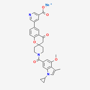 molecular formula C33H30N3NaO6 B8311265 Sodium 5-(1'-(1-cyclopropyl-4-methoxy-3-methyl-1H-indole-6-carbonyl)-4-oxospiro[chromane-2,4'-piperidin]-6-yl)nicotinate 