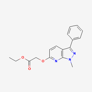 molecular formula C17H17N3O3 B8311296 Ethyl 2-(1-methyl-3-phenyl-1H-pyrazolo[3,4-b]pyridin-6-yloxy)acetate 