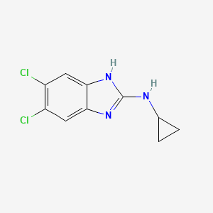 molecular formula C10H9Cl2N3 B8311355 2-(Cyclopropylamino)-5,6-dichloro-1H-benzimidazole 
