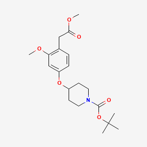 molecular formula C20H29NO6 B8311357 Methyl 2-methoxy-4-(1-Boc-4-piperidyloxy)phenylacetate 