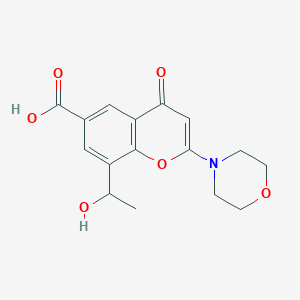 molecular formula C16H17NO6 B8311430 8-(1-hydroxyethyl)-2-morpholino-4-oxo-4H-chromene-6-carboxylic acid 