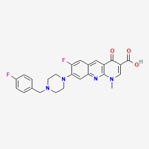molecular formula C25H22F2N4O3 B8311626 7-Fluoro-8-[4-(4-fluorobenzyl)piperazin-1-yl]-1-methyl-4-oxo-1,4-dihydrobenzo[b][1,8]naphthyridine-3-carboxylic acid 