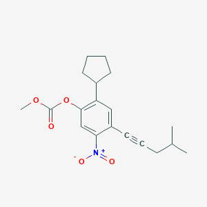 molecular formula C19H23NO5 B8311647 2-Cyclopentyl-4-(4-methylpent-1-ynyl)-5-nitrophenyl methyl carbonate 