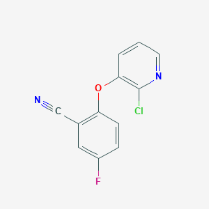 molecular formula C12H6ClFN2O B8311687 2-(2-Chloro-pyridin-3-yloxy)-5-fluoro-benzonitrile 