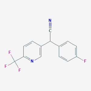 molecular formula C14H8F4N2 B8311795 2-(4-Fluorophenyl)-2-(6-(trifluoromethyl)pyridin-3-yl)acetonitrile 