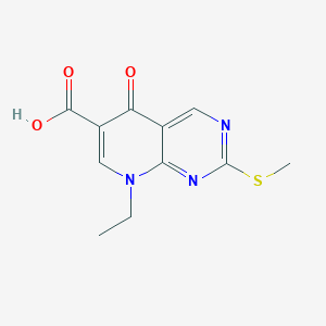 molecular formula C11H11N3O3S B8311882 5,8-Dihydro-8-ethyl-2-methylthio-5-oxopyrido[2,3-d]pyrimidine-6-carboxylic acid 