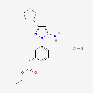 [3-(5-Amino-3-cyclopentylpyrazol-1-yl)phenyl]acetic acid ethyl ester hydrochloride
