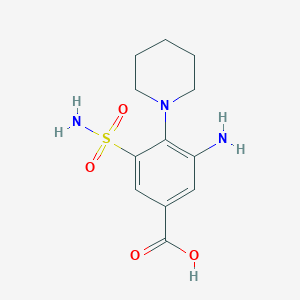 molecular formula C12H17N3O4S B8311946 3-Amino-4-piperidino-5-sulphamyl-benzoic acid 