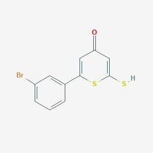 molecular formula C11H7BrOS2 B8312028 6-(3-Bromophenyl)-2-mercapto-thiopyran-4-one 