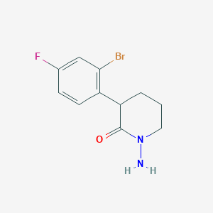 molecular formula C11H12BrFN2O B8312029 1-Amino-3-(2-bromo-4-fluorophenyl)piperidin-2-one 