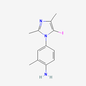 molecular formula C12H14IN3 B8312045 1-(4-Amino-3-methylphenyl)-5-iodo-2,4-dimethylimidazole 
