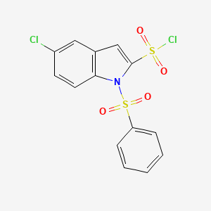 molecular formula C14H9Cl2NO4S2 B8312057 5-Chloro-1-phenylsulfonylindole-2-sulfonyl chloride 