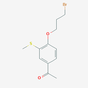 molecular formula C12H15BrO2S B8312131 1-[4-(3-Bromopropoxy)-3-methylmercaptophenyl]ethanone 
