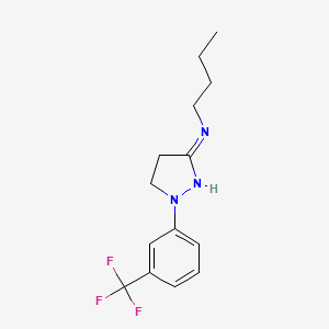 molecular formula C14H18F3N3 B8312219 N-Butyl-1-[3-(trifluoromethyl)phenyl]-4,5-dihydro-1H-pyrazol-3-amine CAS No. 83908-84-3