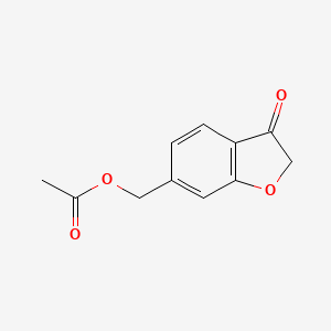 molecular formula C11H10O4 B8312262 Acetic acid 3-oxo-2,3-dihydro-benzofuran-6-ylmethyl ester 