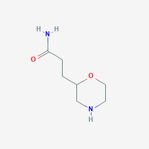 molecular formula C7H14N2O2 B8312322 3-(Morpholin-2-yl)propanamide 