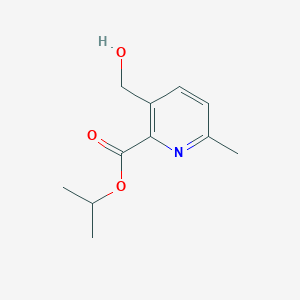 molecular formula C11H15NO3 B8312338 3-Hydroxymethyl-6-methyl-pyridine-2-carboxylic acid isopropyl ester 