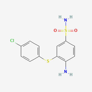 molecular formula C12H11ClN2O2S2 B8312433 4-Amino-3-(4-chlorophenylthio)-benzenesulphonamide 