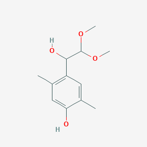 molecular formula C12H18O4 B8312486 4-(1-Hydroxy-2,2-dimethoxyethyl)-2,5-dimethylphenol 