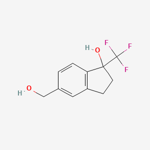 molecular formula C11H11F3O2 B8312499 5-(Hydroxymethyl)-1-(trifluoromethyl)indan-1-ol 